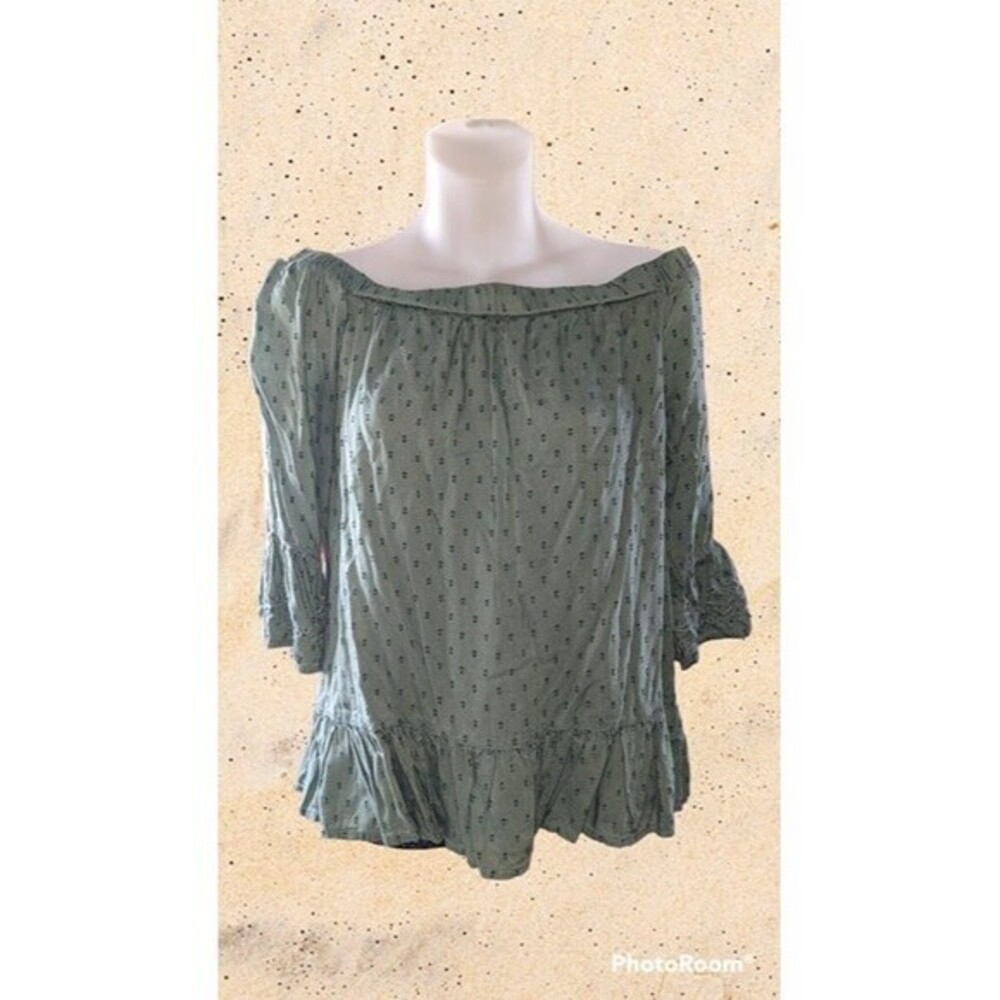 Green off the shoulder blouse‎ Blue Rain Women's Size S {N81}